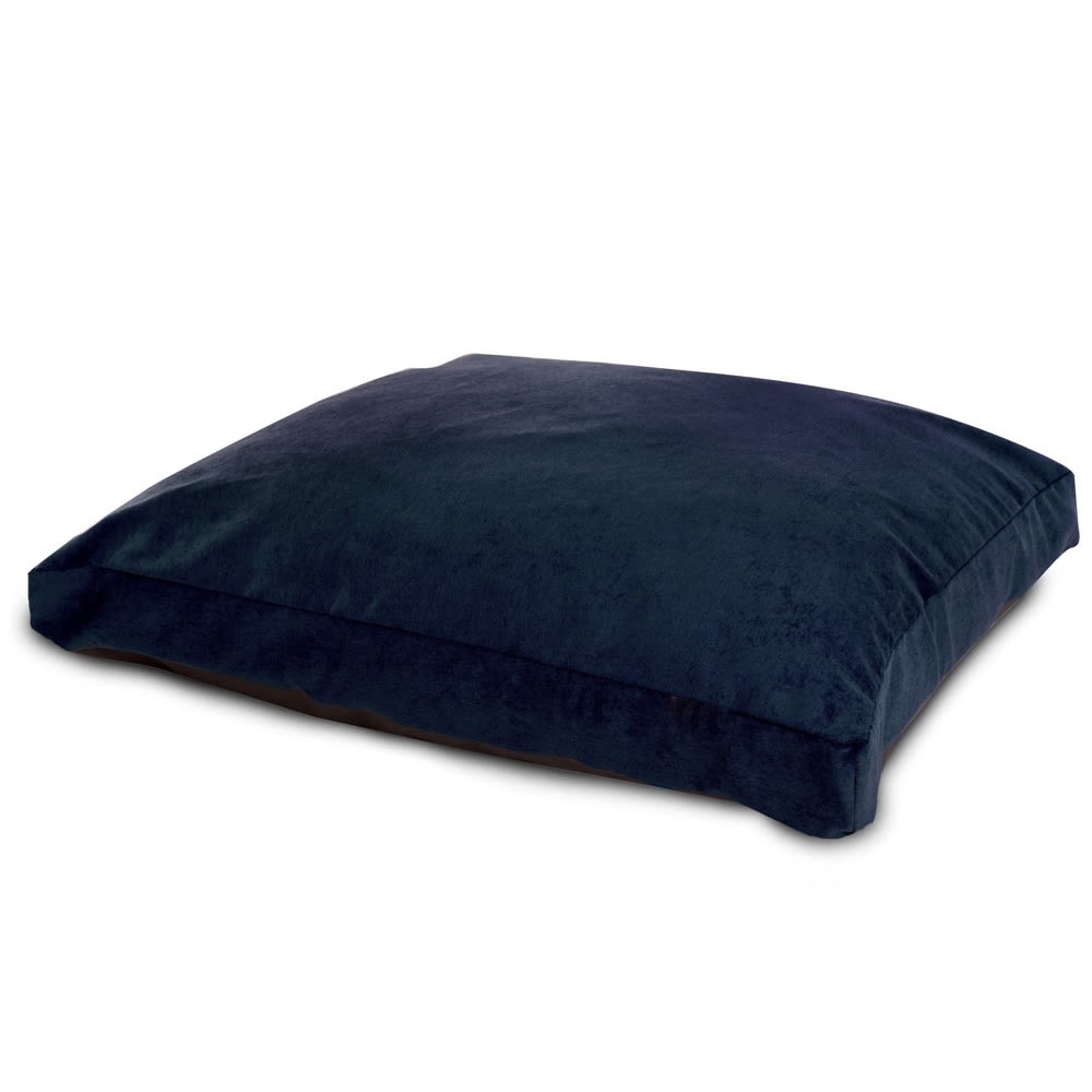 Pet Bed, Rectangle, Navy Blue Velvet, Small